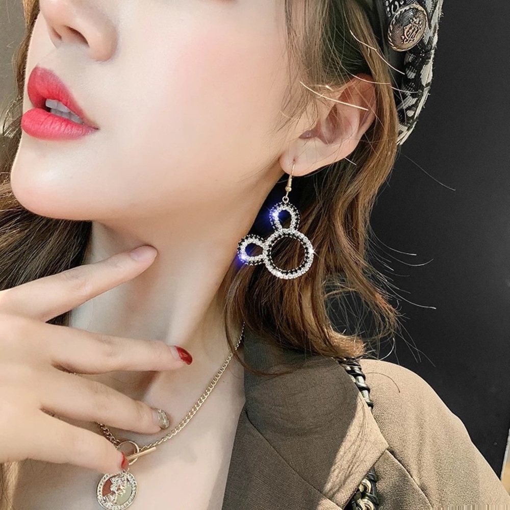 Crystal Mickey Mouse Dangle Earrings